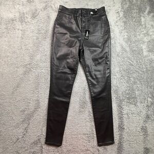 Express NEW Women's 4R Black Coated High Rise Skinny Jeans Stretch Denim Pants